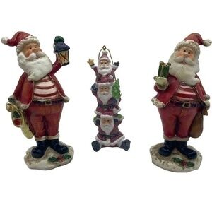 Vintage Santa's Figurines Pair of 2 and a Christmas Santa Ornament